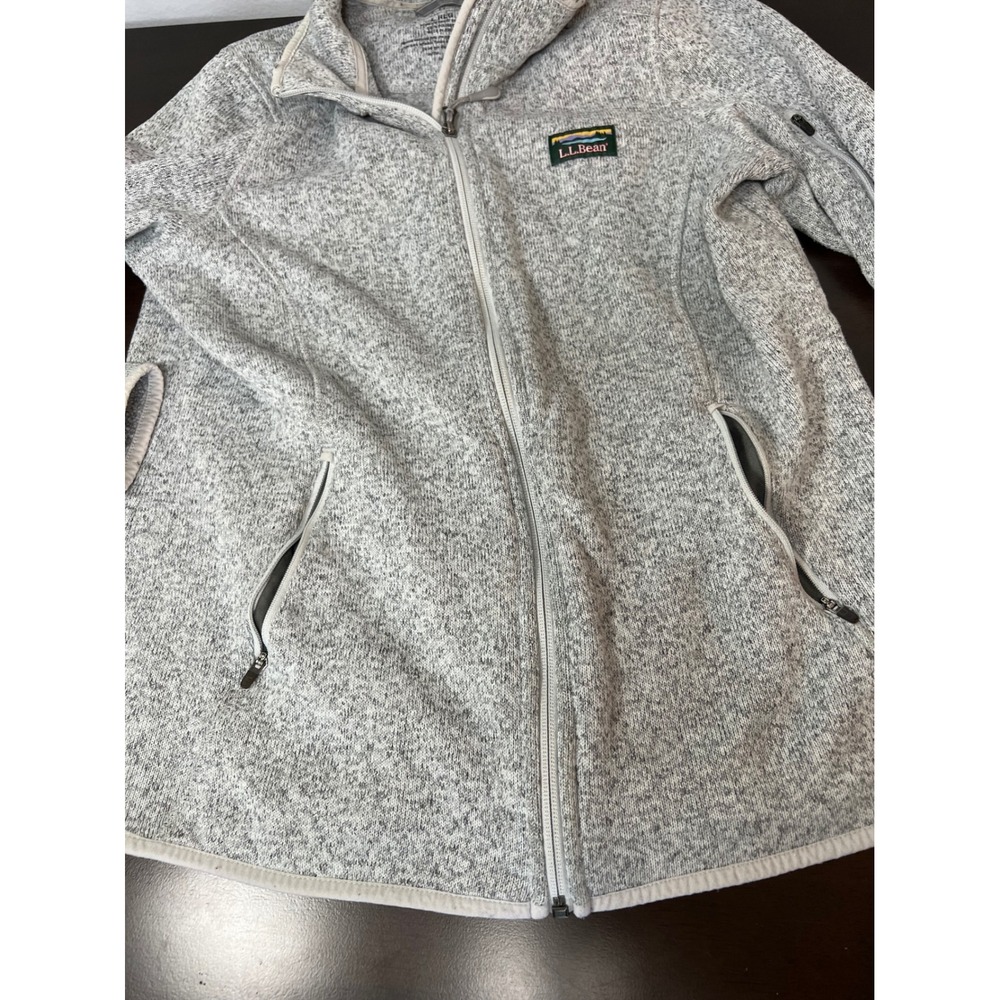 LL Bean Sweater Fleece Full Zip Jacket Gray Heather Womens Large - Picture 6 of 8